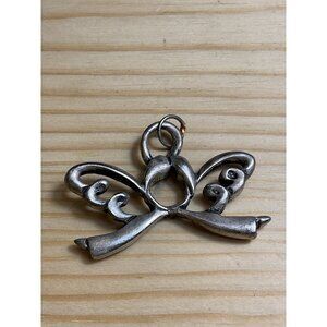 Vintage Silver Angel Bow Pendant Charm